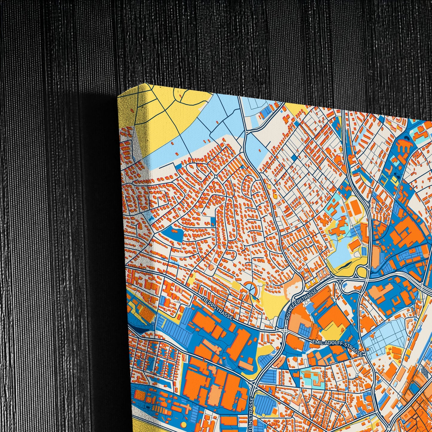 Reutlingen Germany Colorful City Map Canvas Print Detail