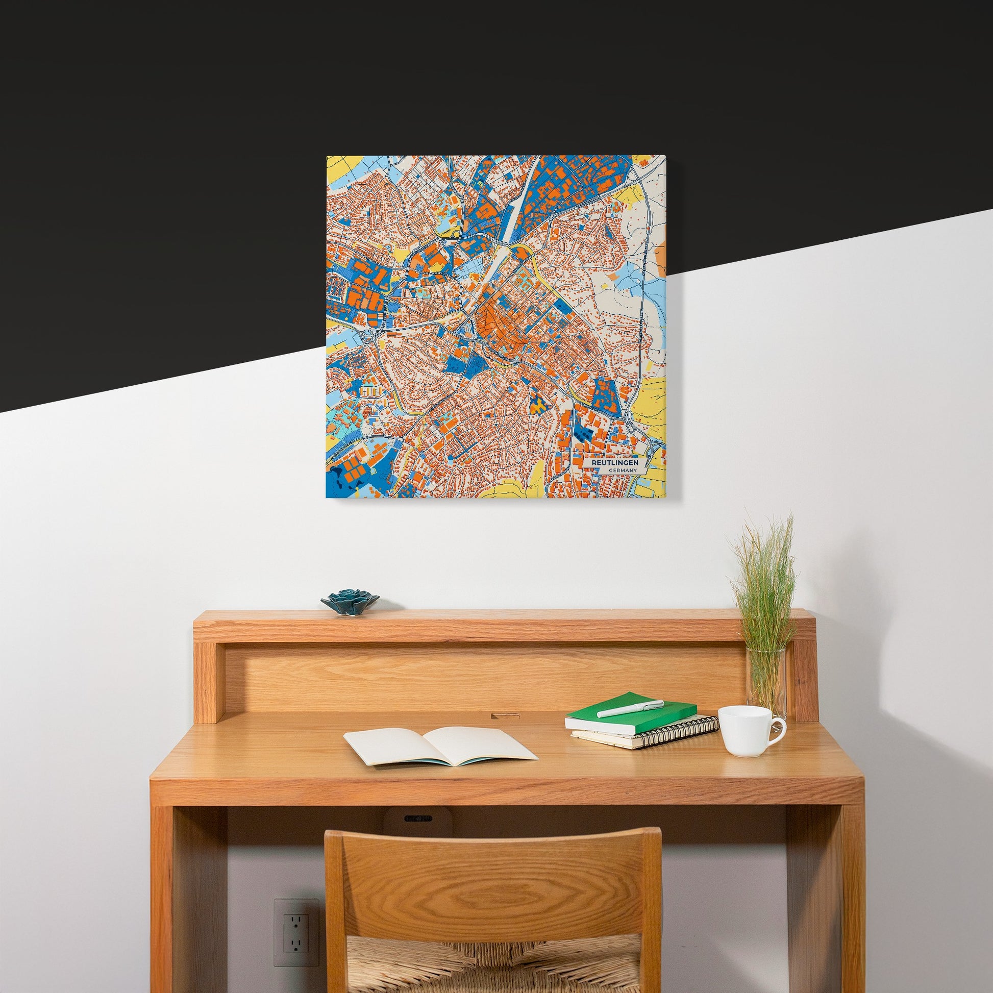 Reutlingen Germany Colorful City Map Canvas Print Scene