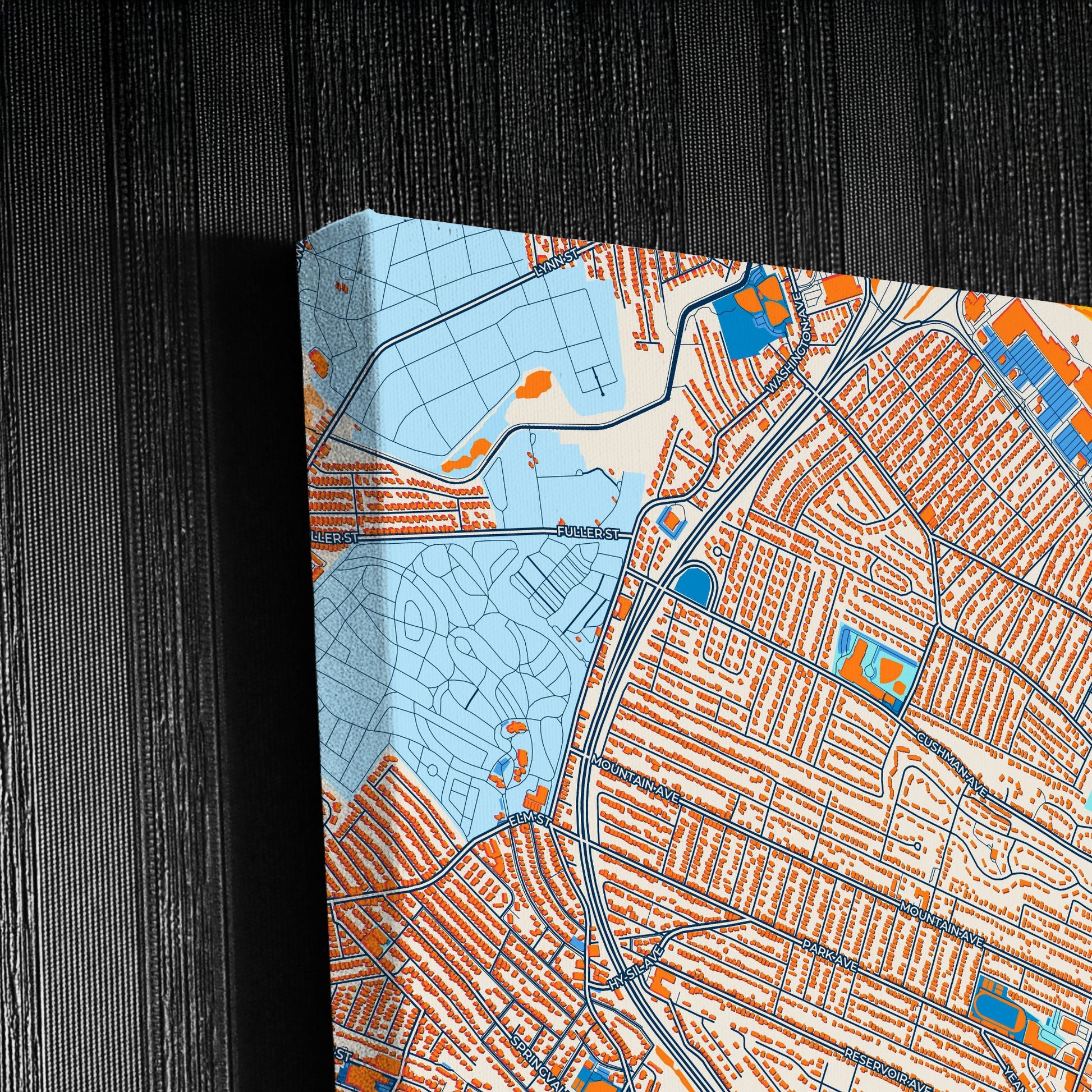 Revere Massachusetts Colorful City Map Canvas Print Detail