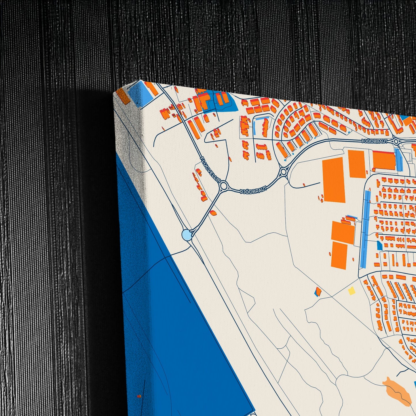 Reykjanesbær Iceland Colorful City Map Canvas Print Detail