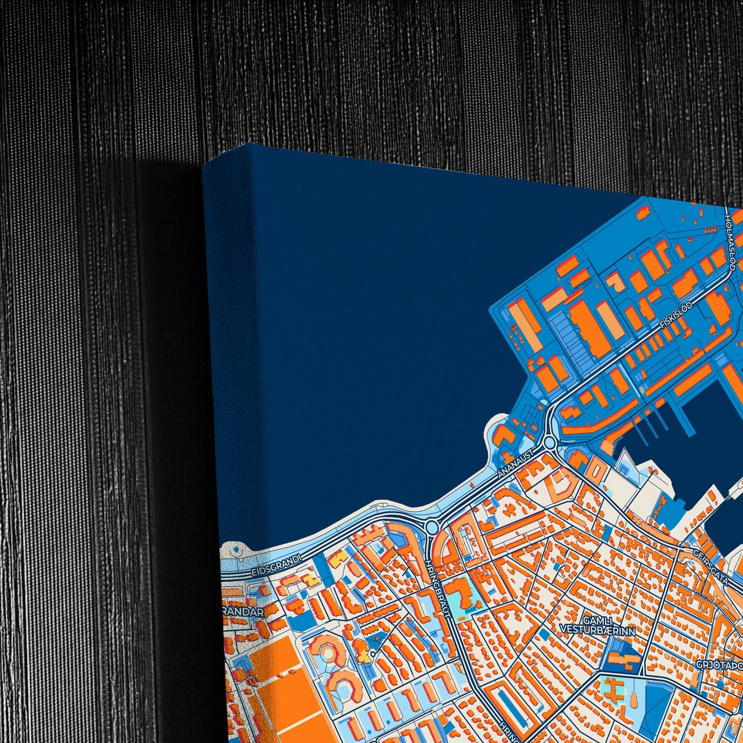 Reykjavík Iceland Colorful City Map Canvas Print Detail