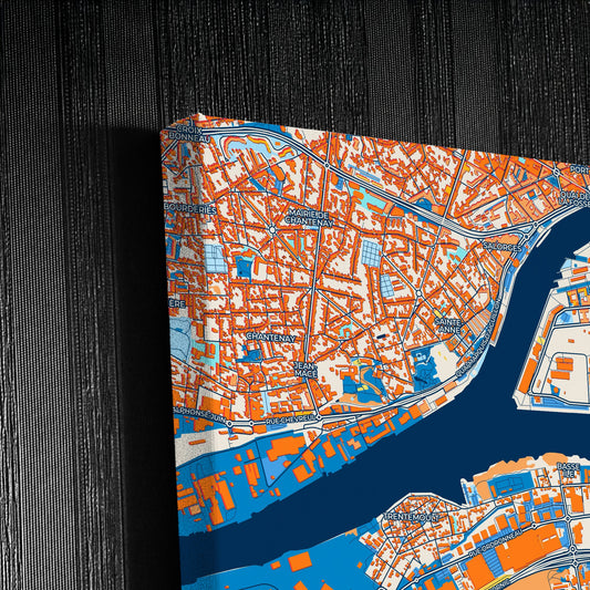Rezé France Colorful City Map Canvas Print Detail