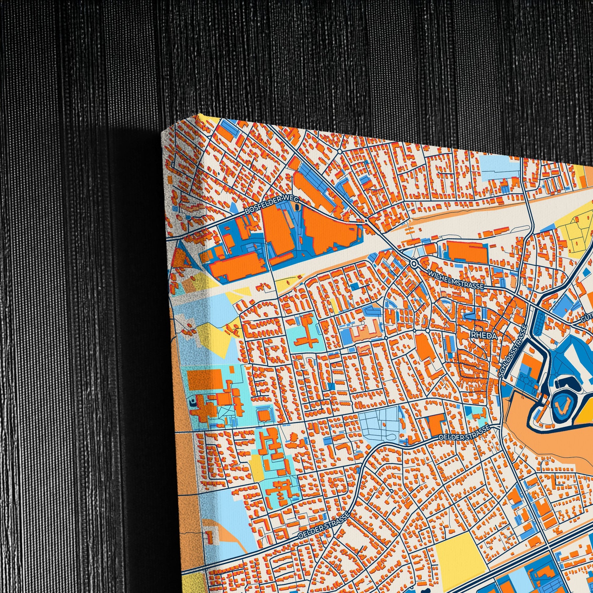 Rheda-Wiedenbrück Germany Colorful City Map Canvas Print Detail