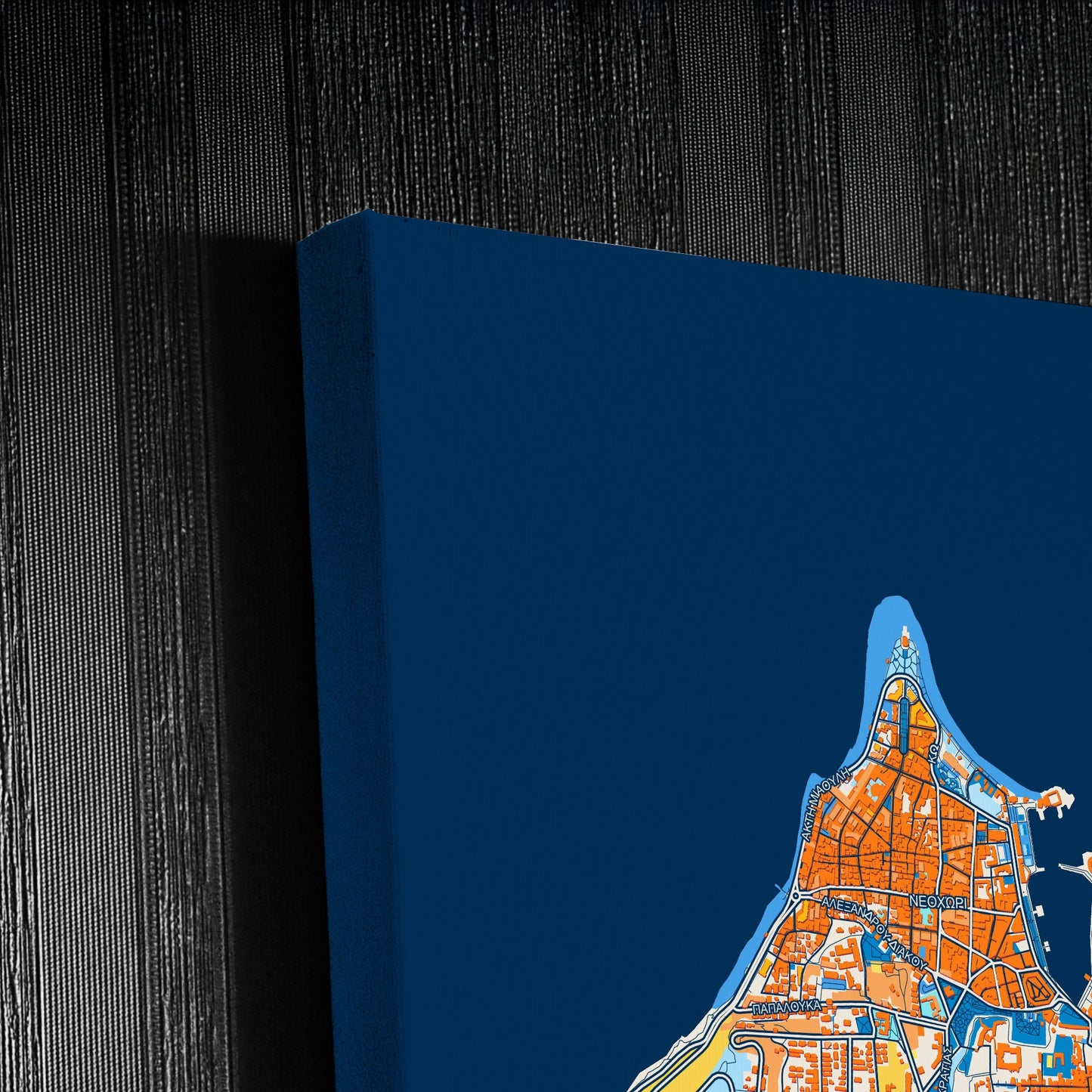 Ροδος Greece Colorful City Map Canvas Print Detail