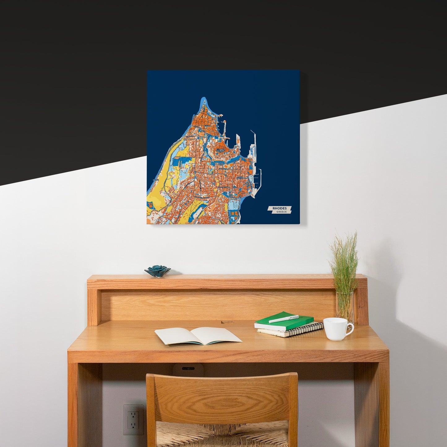 Ροδος Greece Colorful City Map Canvas Print Scene