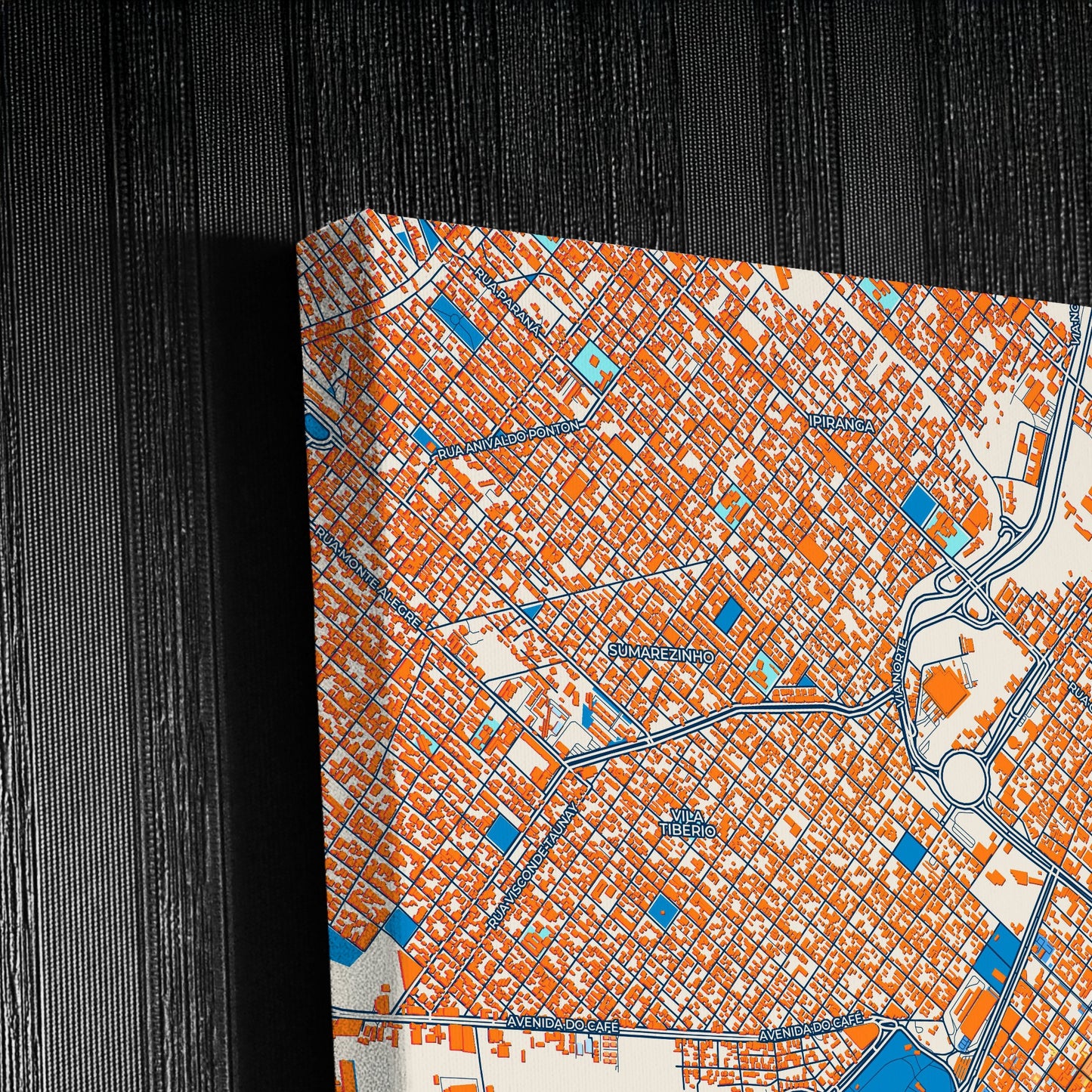 Ribeirao Preto Brazil Colorful City Map Canvas Print Detail