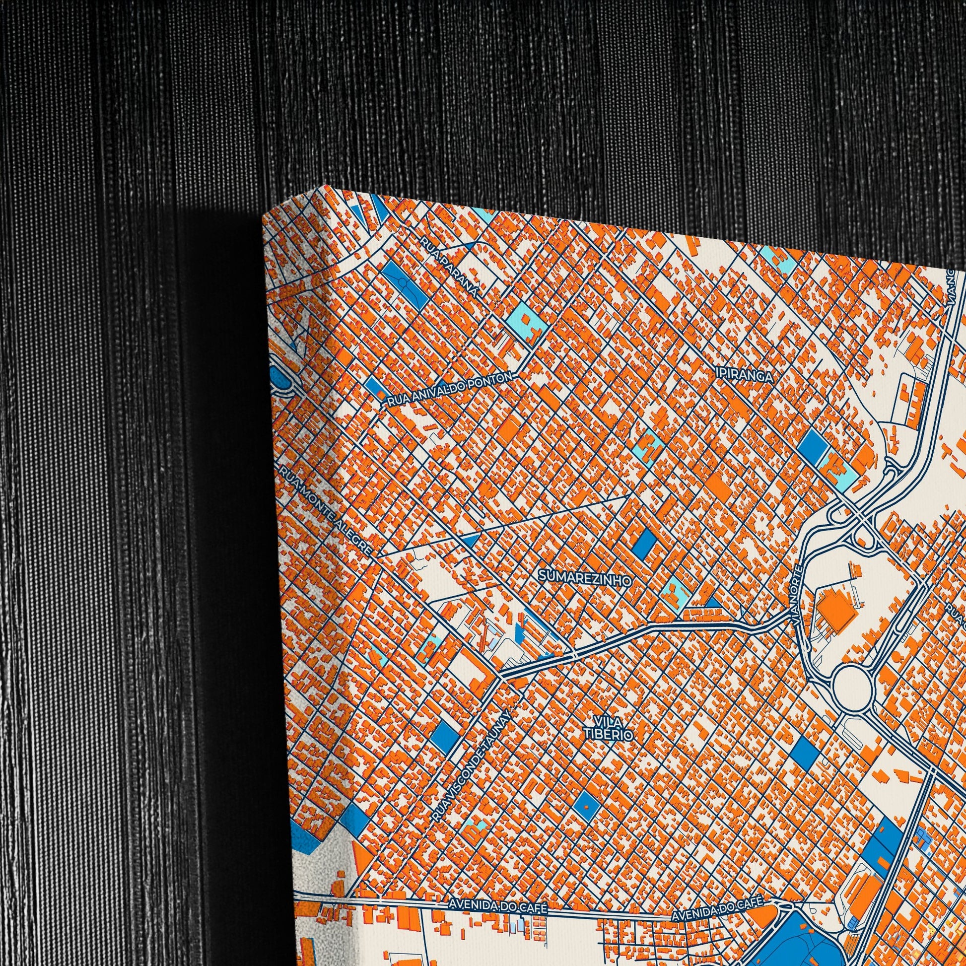 Ribeirao Preto Brazil Colorful City Map Canvas Print Detail