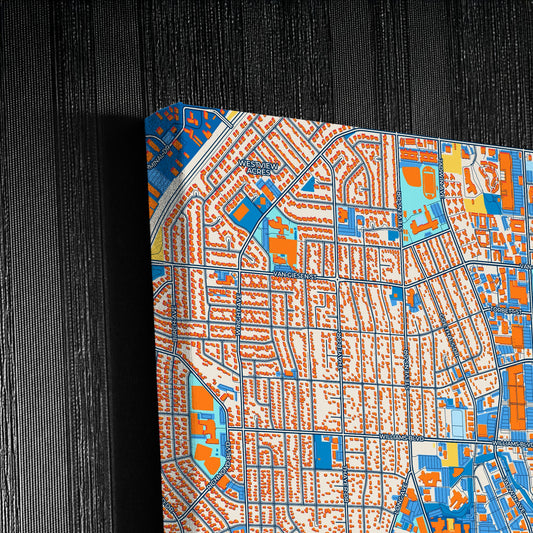 Richland Washington Colorful City Map Canvas Print Detail