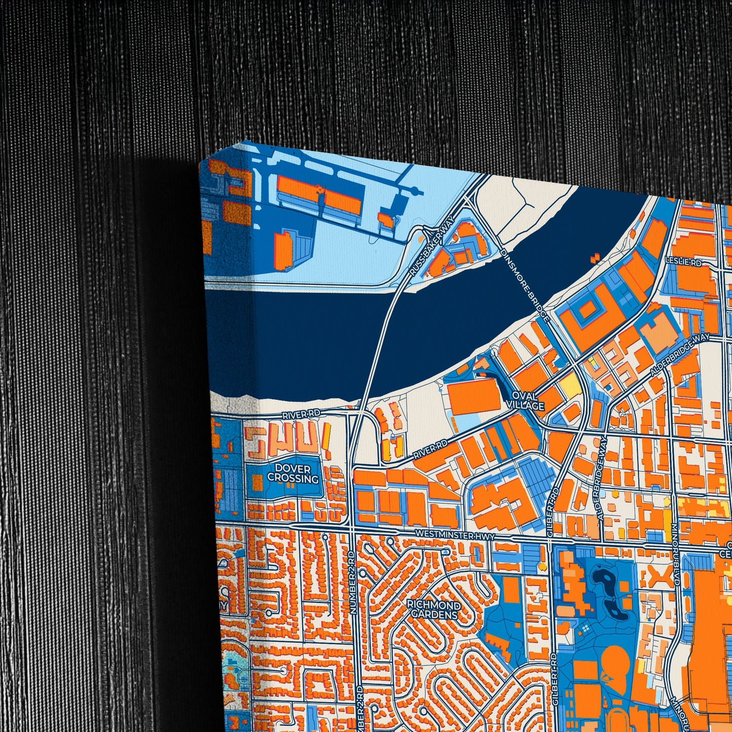 Richmond Canada Colorful City Map Canvas Print Detail