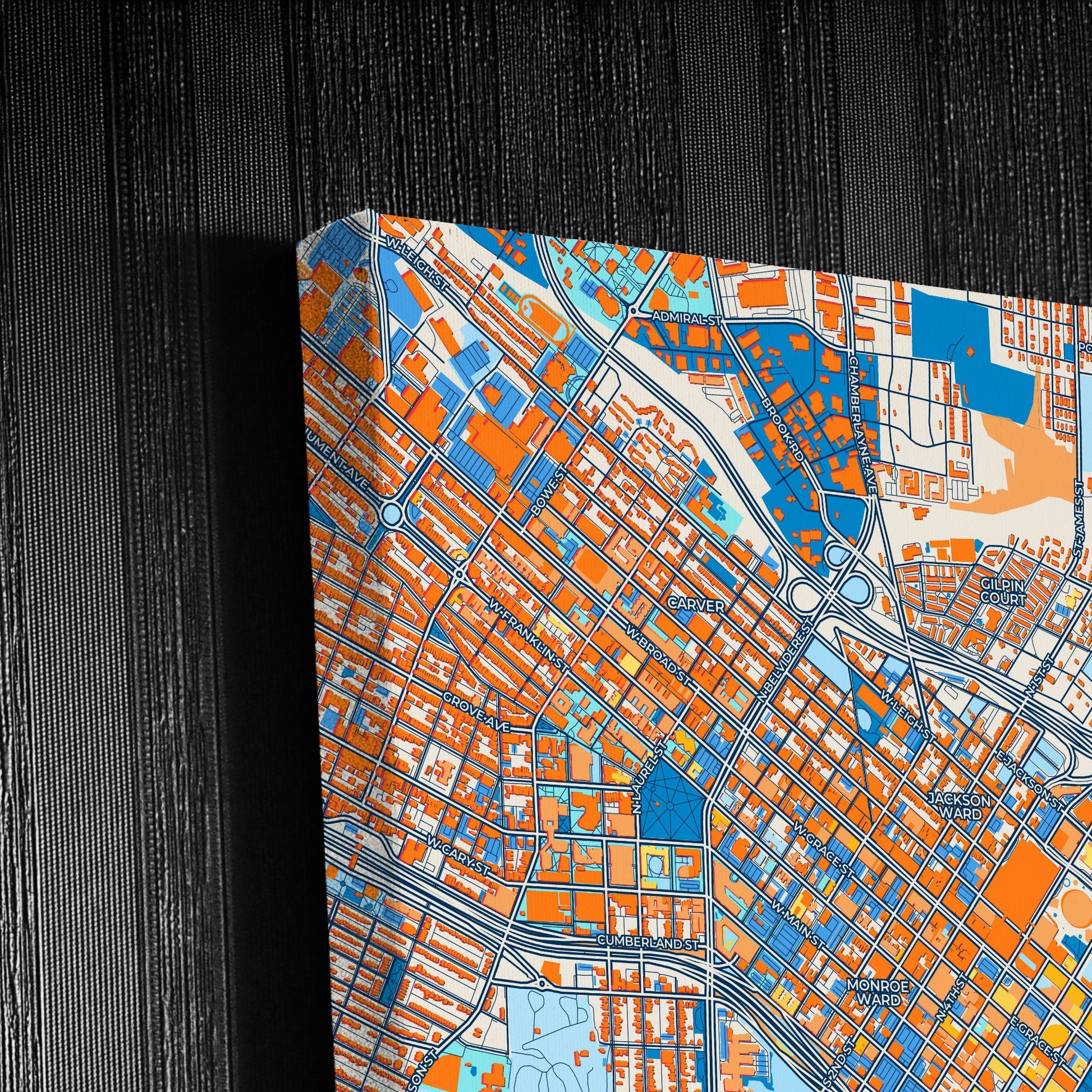 Richmond Virginia Colorful City Map Canvas Print Detail