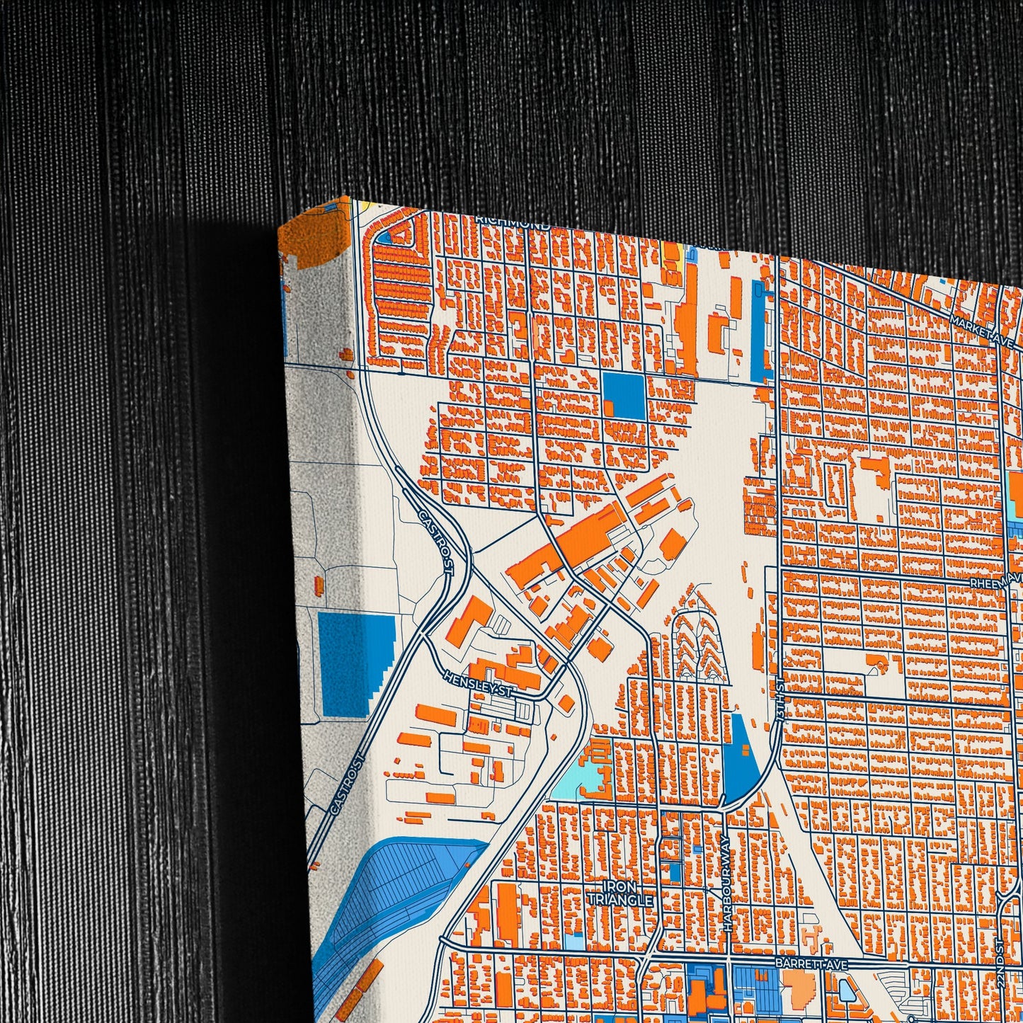 Richmond California Colorful City Map Canvas Print Detail