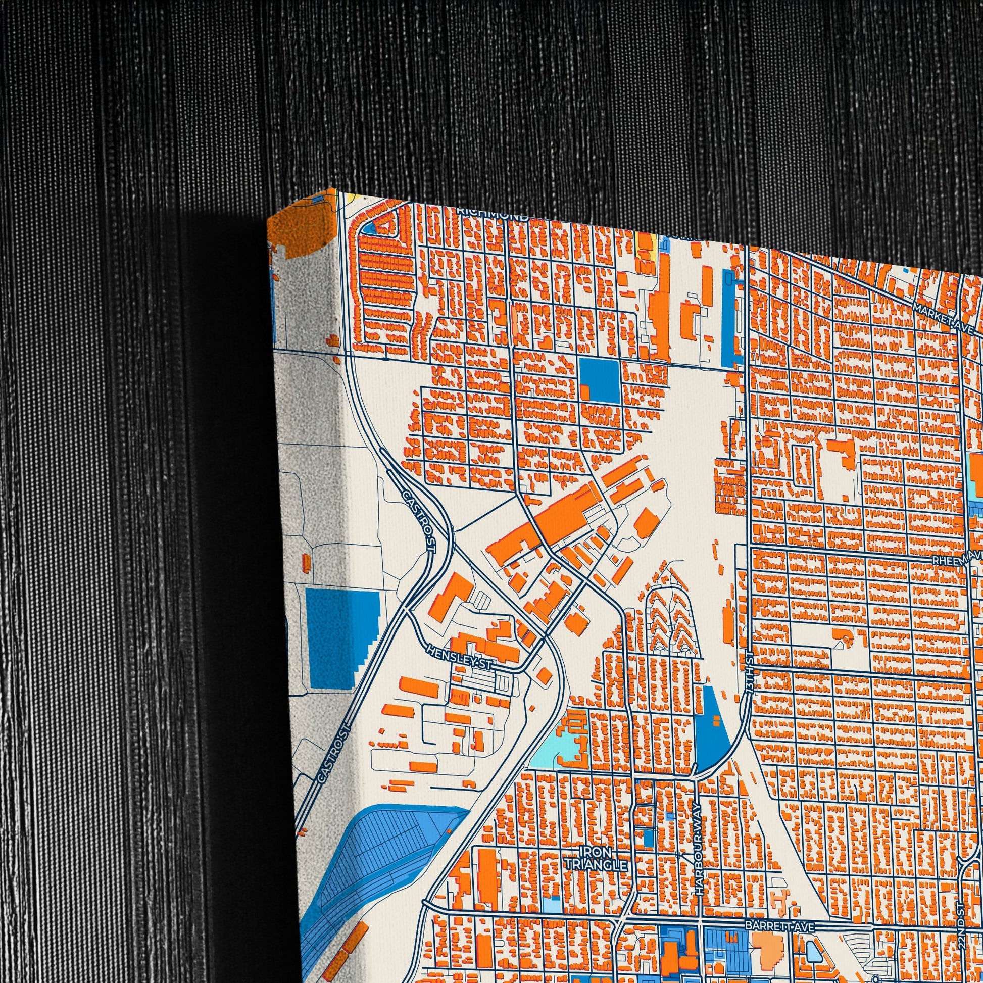 Richmond California Colorful City Map Canvas Print Detail
