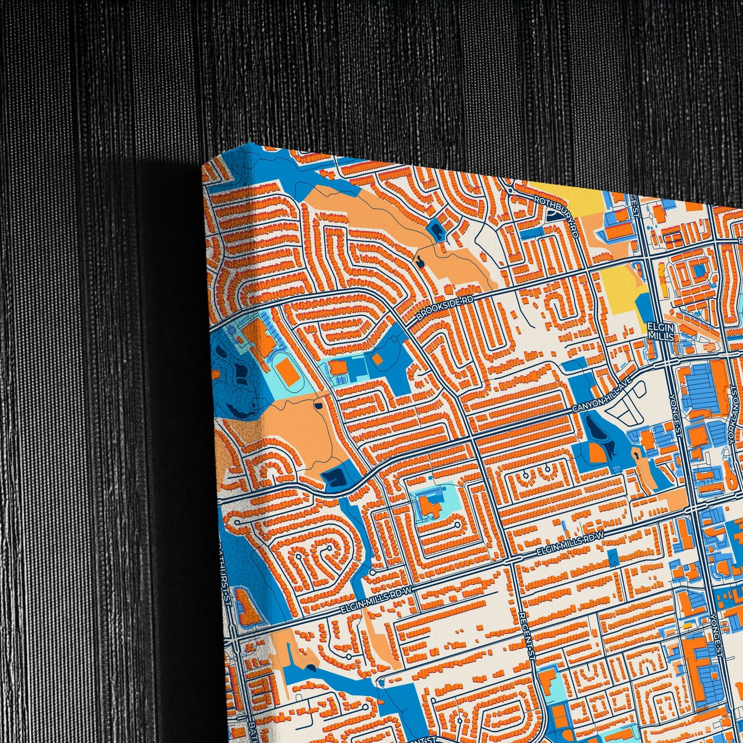 Richmond Hill Canada Colorful City Map Canvas Print Detail