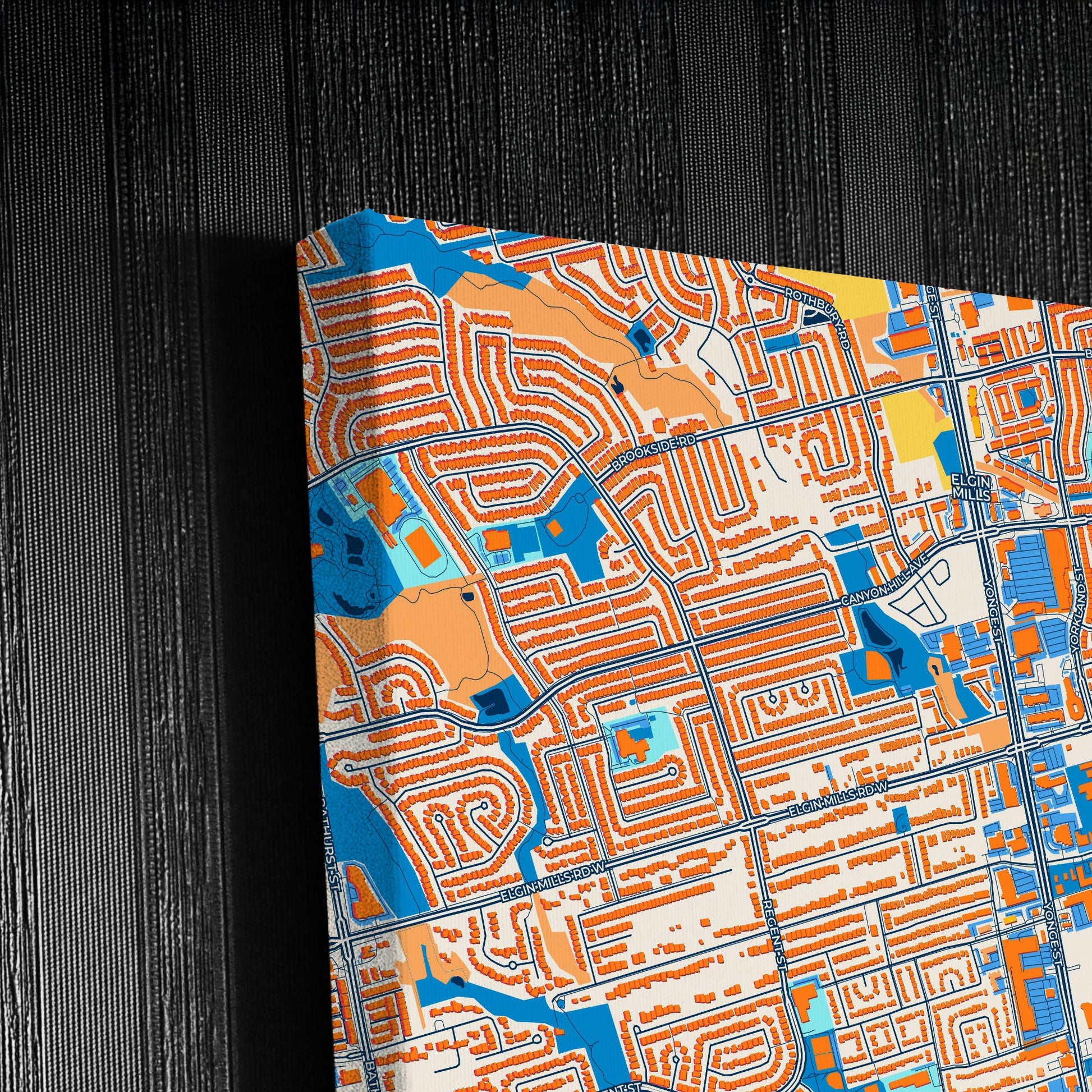 Richmond Hill Canada Colorful City Map Canvas Print Detail
