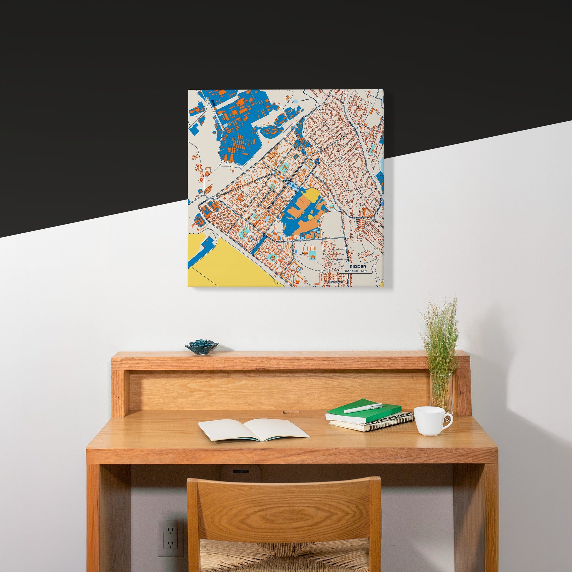 Ridder Kazakhstan Colorful City Map Canvas Print Scene