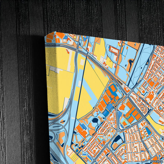 Ridderkerk Netherlands Colorful City Map Canvas Print Detail