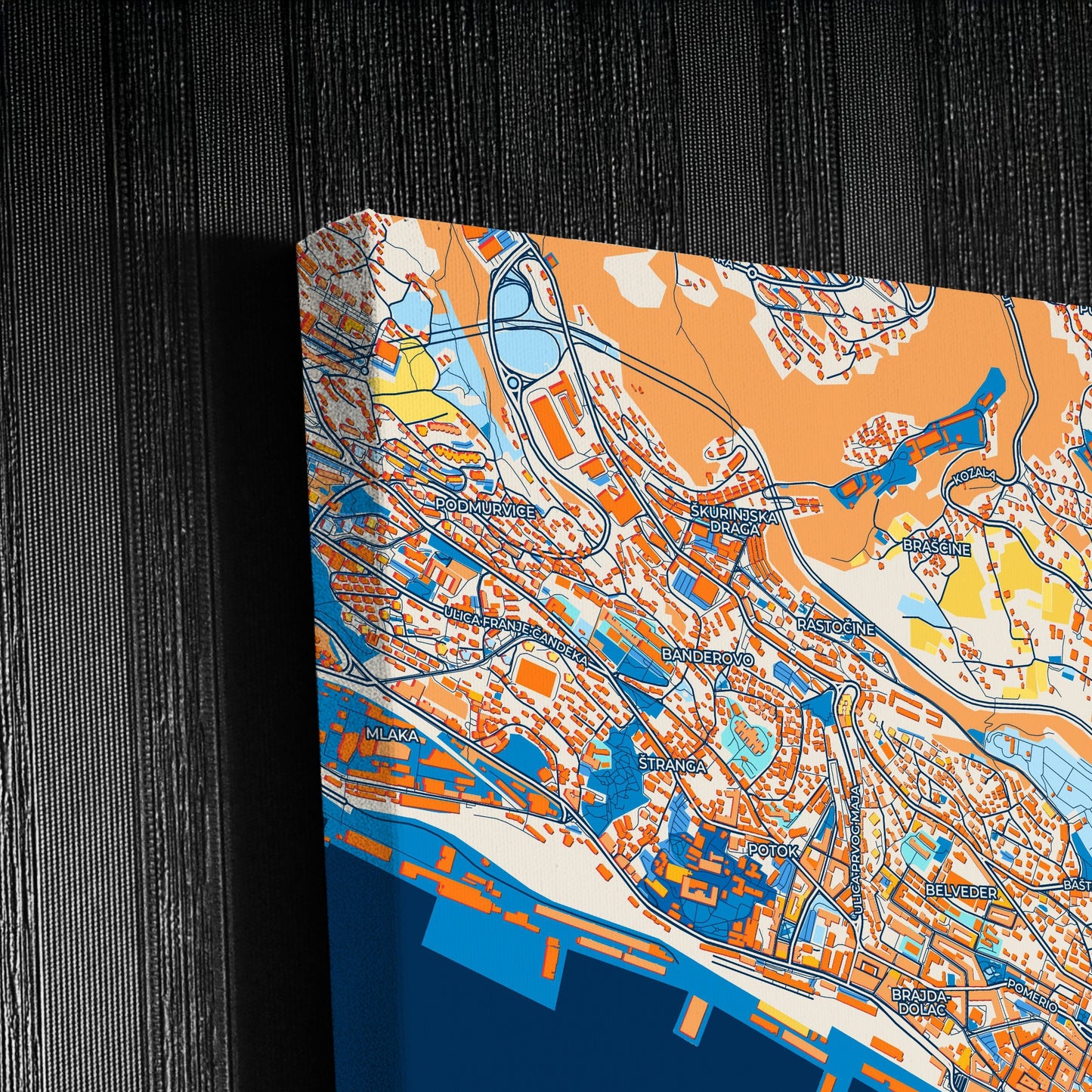 Rijeka Croatia Colorful City Map Canvas Print Detail