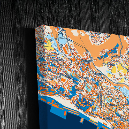Rijeka Croatia Colorful City Map Canvas Print Detail