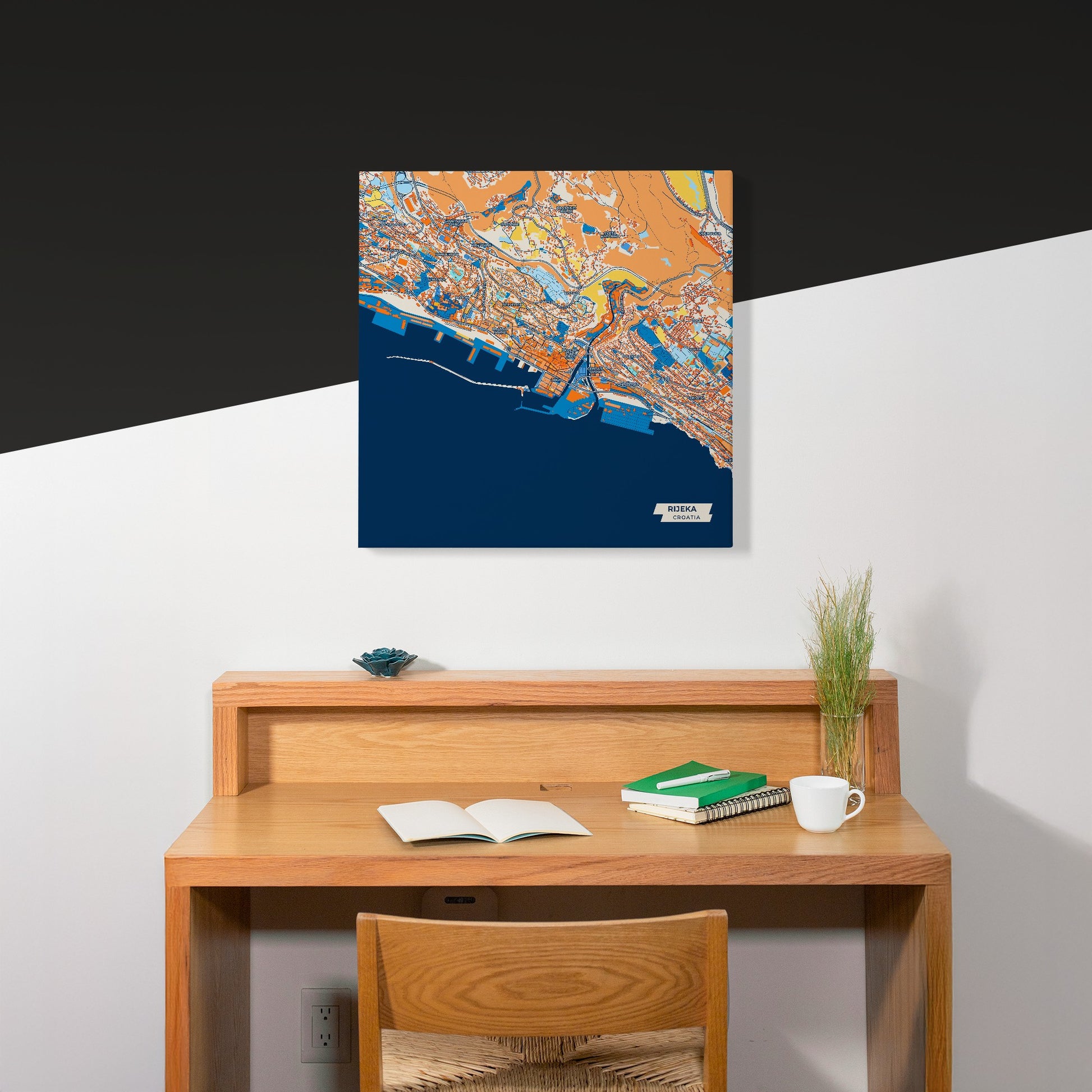 Rijeka Croatia Colorful City Map Canvas Print Scene