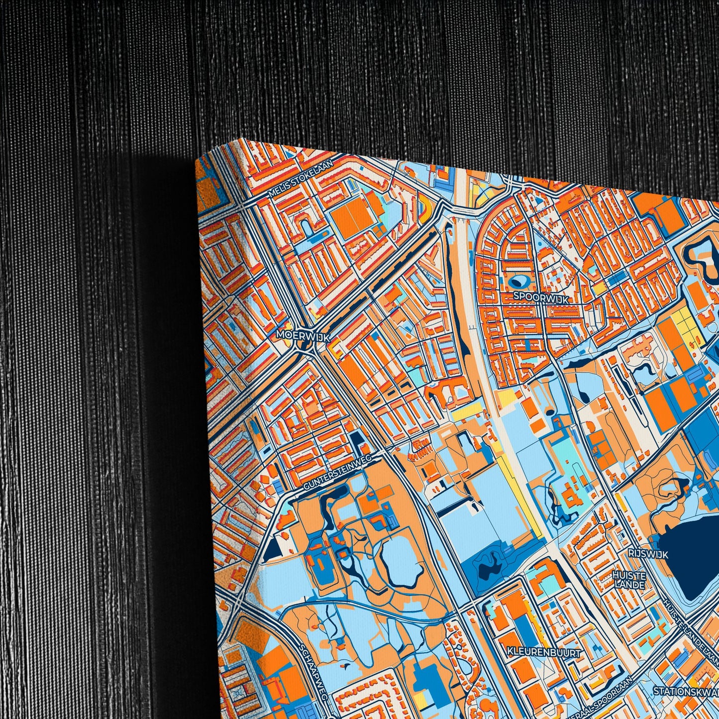 Rijswijk Netherlands Colorful City Map Canvas Print Detail