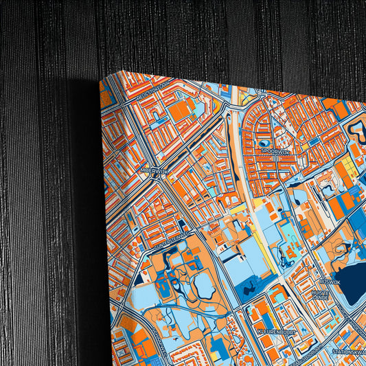 Rijswijk Netherlands Colorful City Map Canvas Print Detail