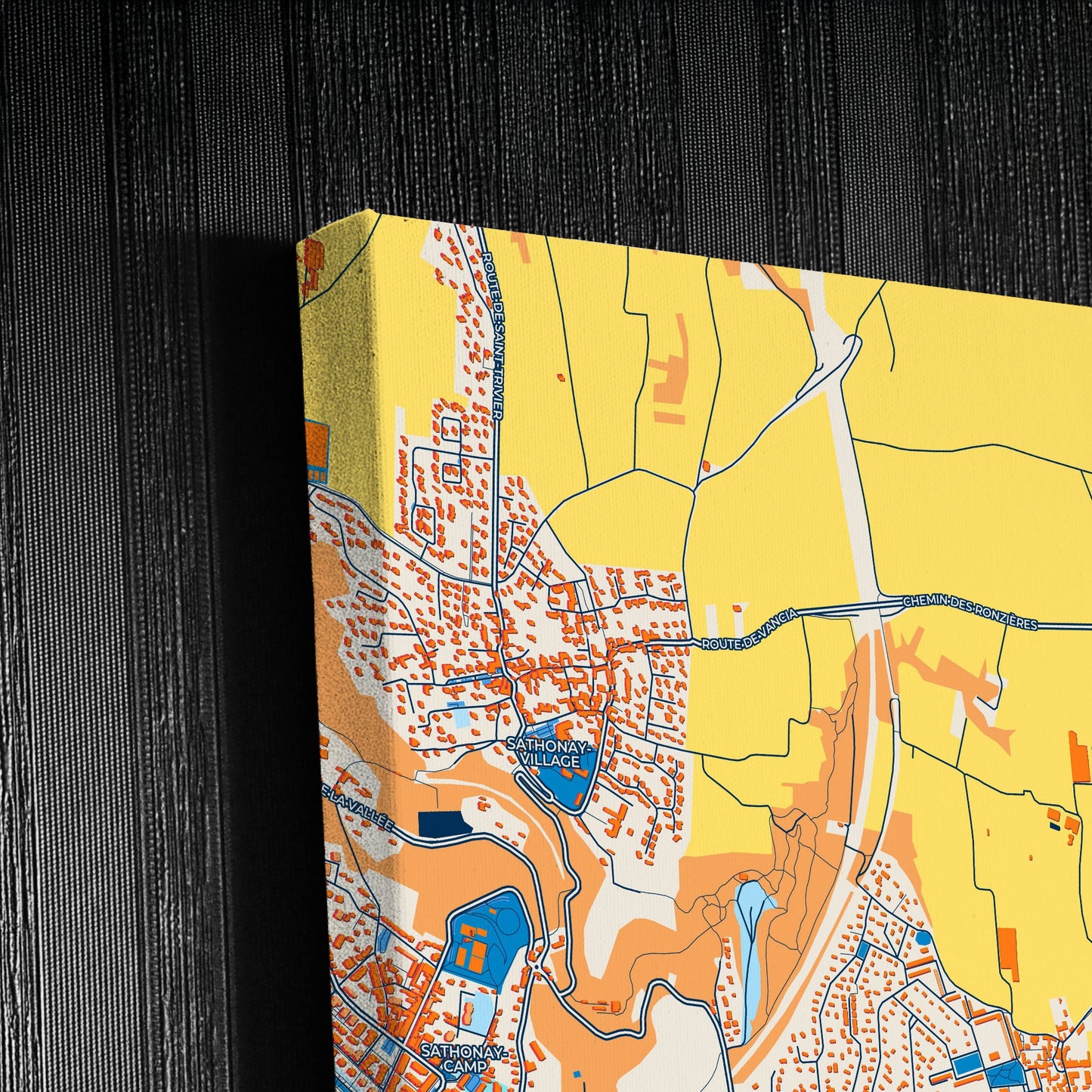 Rillieux-La-Pape France Colorful City Map Canvas Print Detail