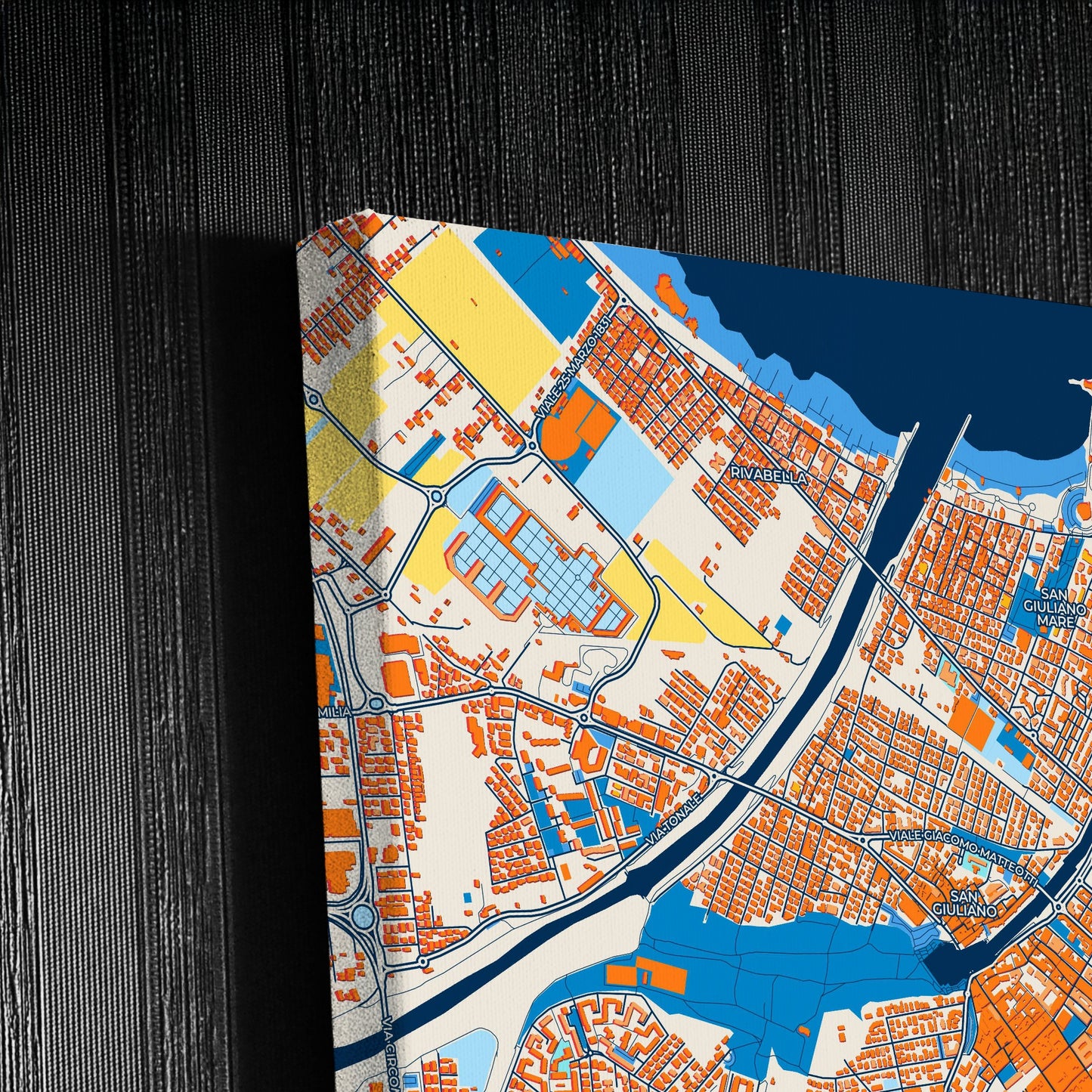 Rimini Italy Colorful City Map Canvas Print Detail