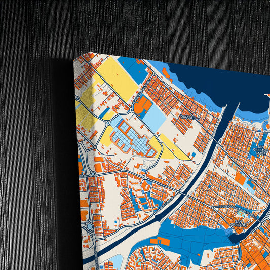 Rimini Italy Colorful City Map Canvas Print Detail