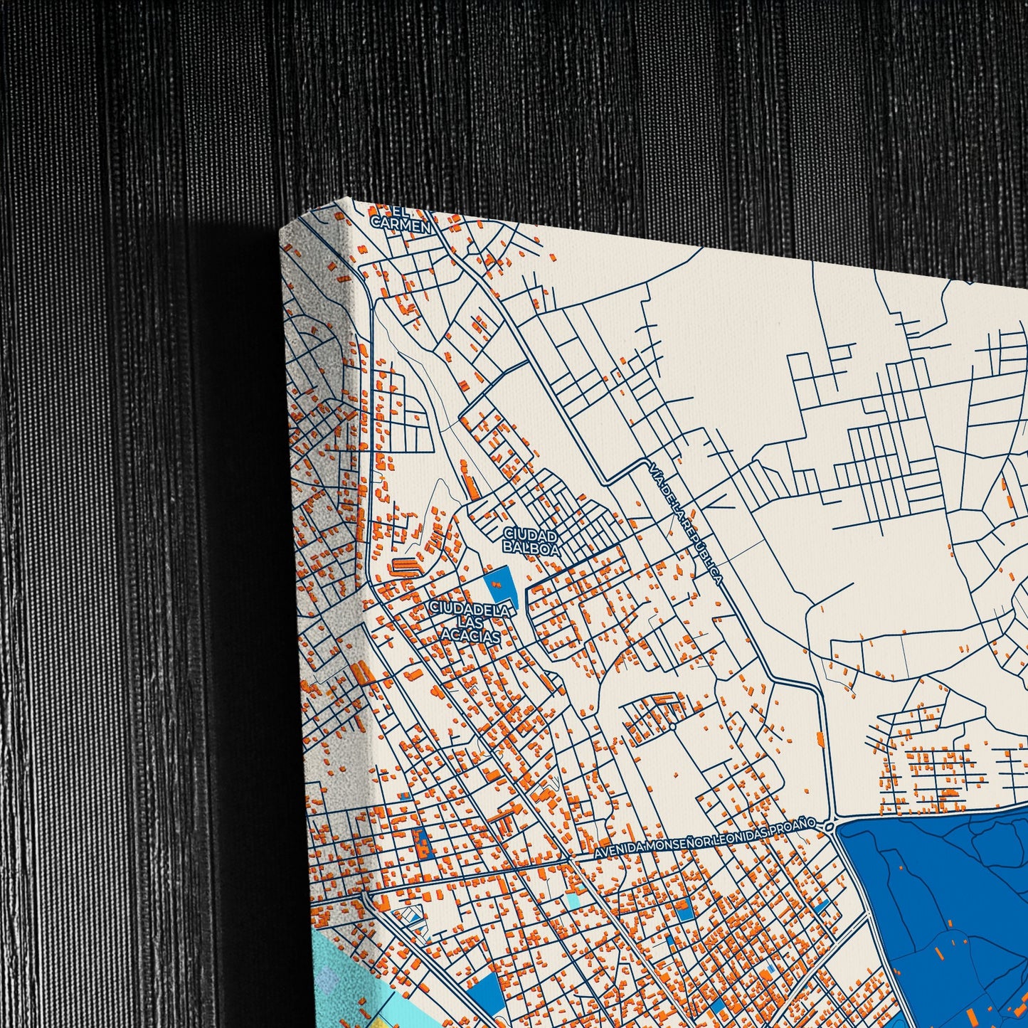 Riobamba Ecuador Colorful City Map Canvas Print Detail