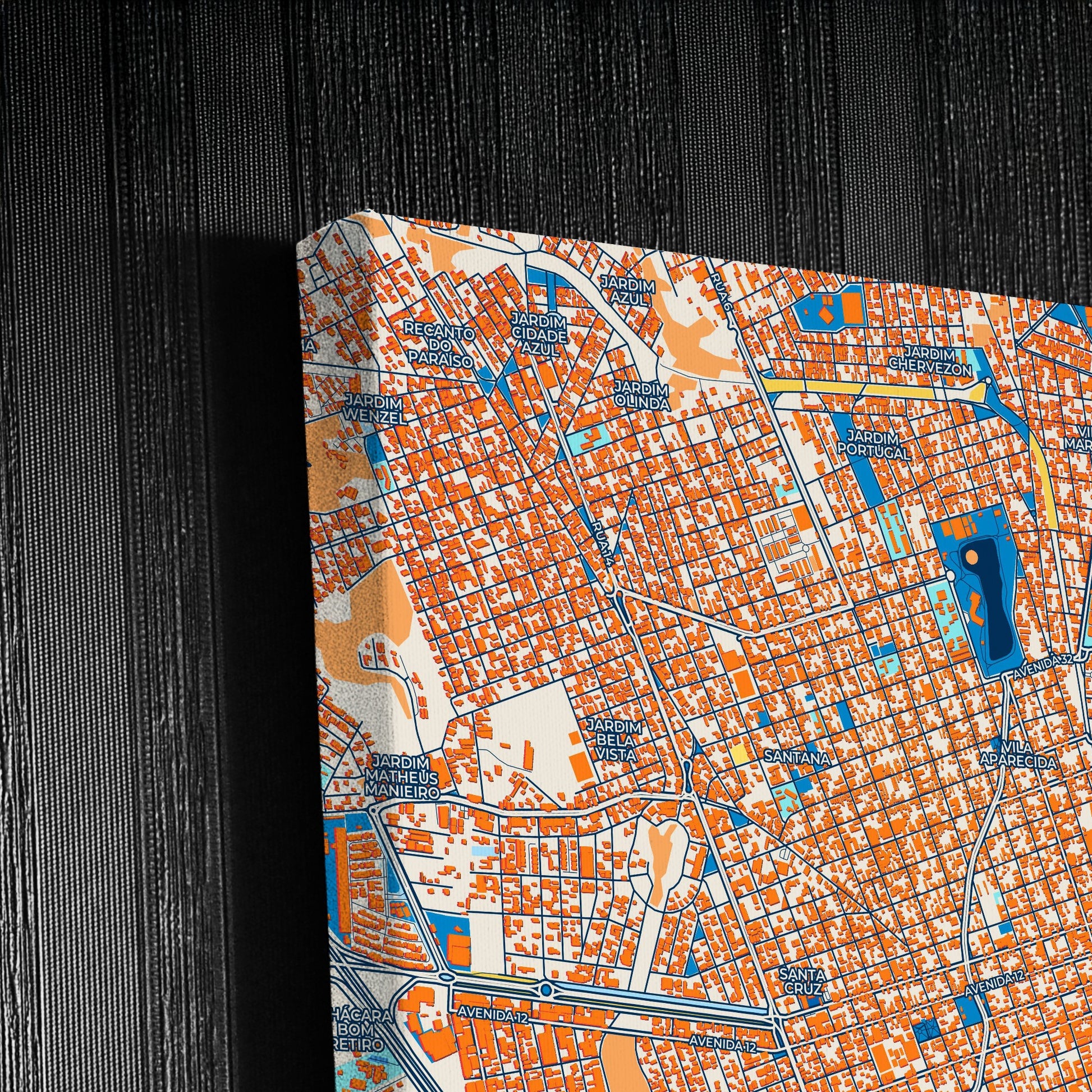 Rio Claro Brazil Colorful City Map Canvas Print Detail