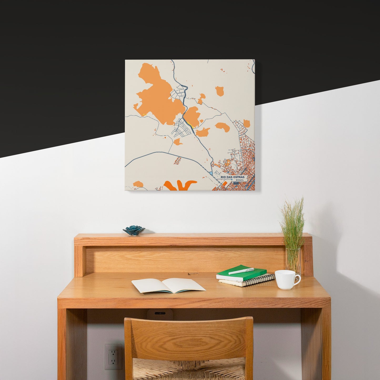 Rio Das Ostras Brazil Colorful City Map Canvas Print Scene