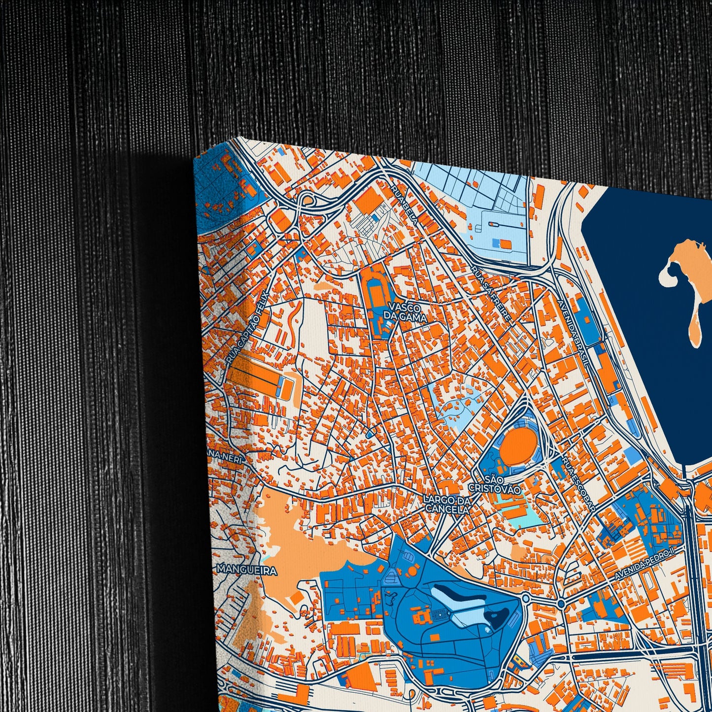 Rio De Janeiro Brazil Colorful City Map Canvas Print Detail