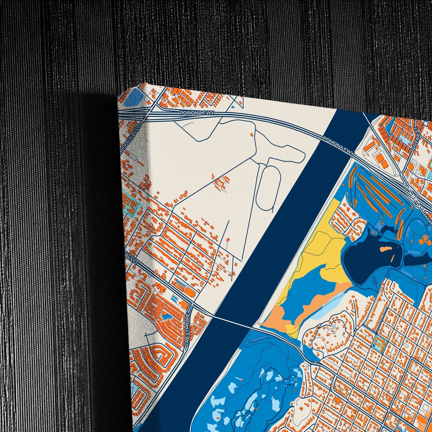 Riverside California Colorful City Map Canvas Print Detail