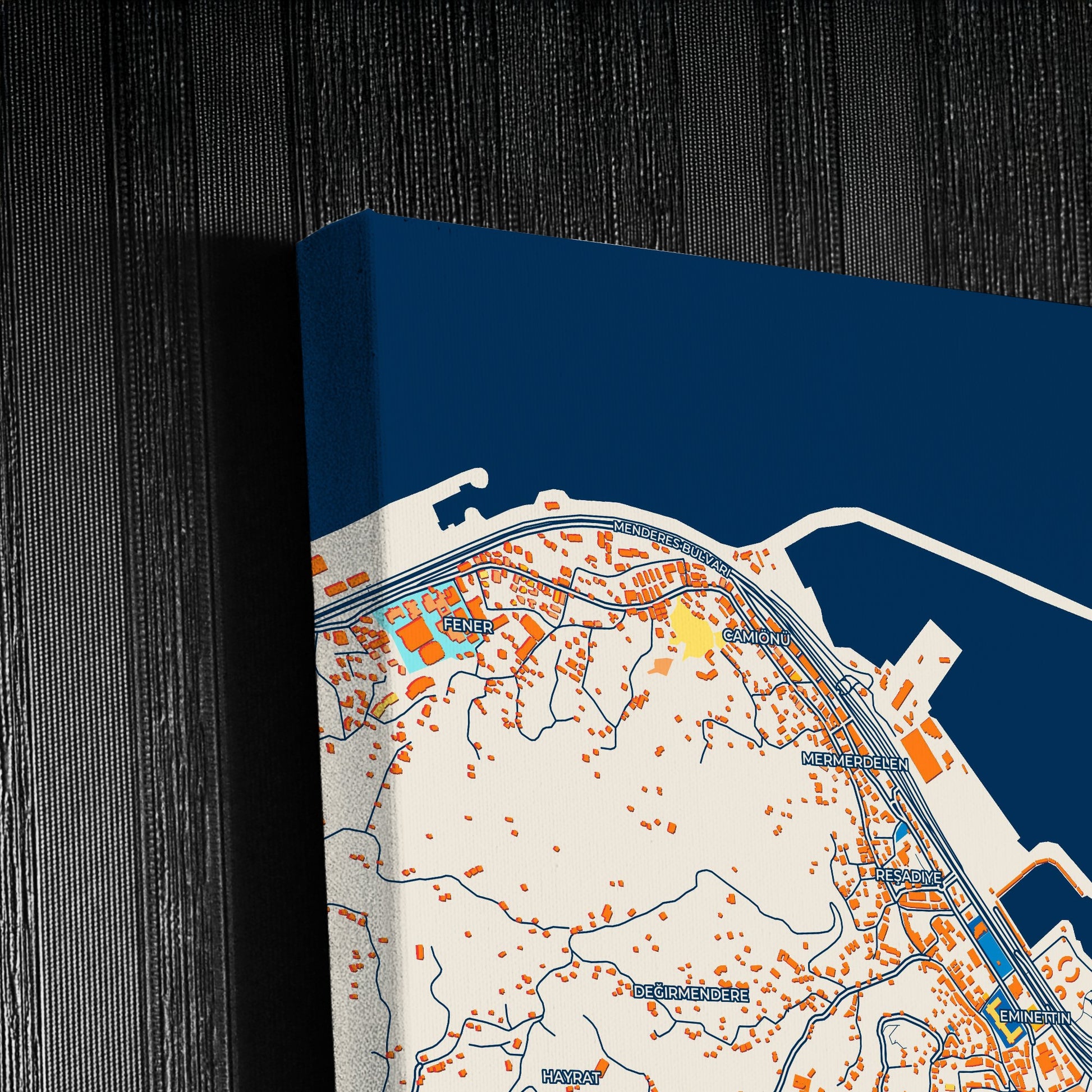 Ri̇ze Turkey Colorful City Map Canvas Print Detail