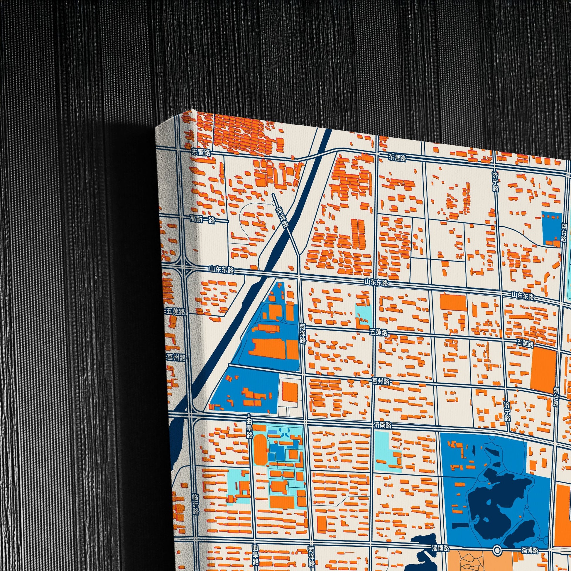 Rizhao China Colorful City Map Canvas Print Detail