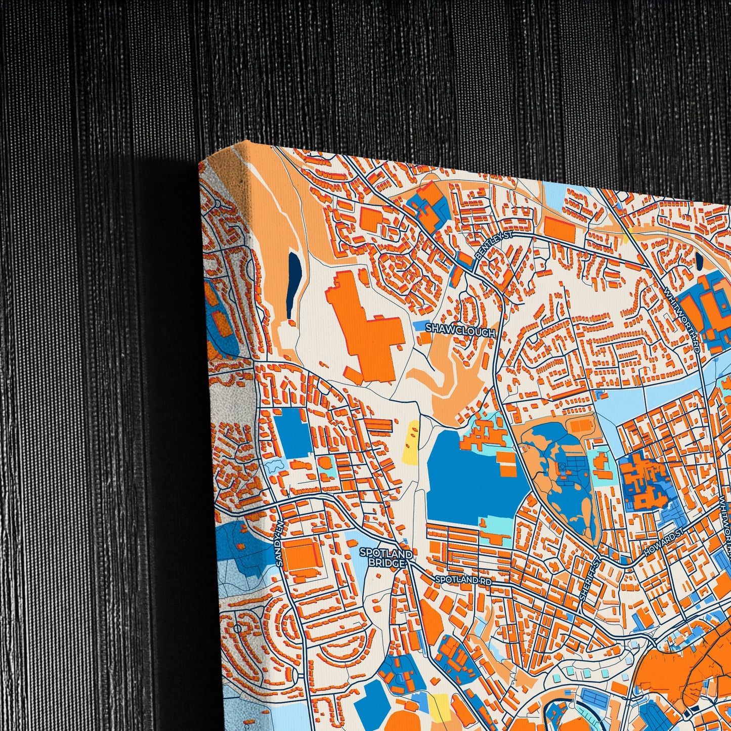 Rochdale England Colorful City Map Canvas Print Detail