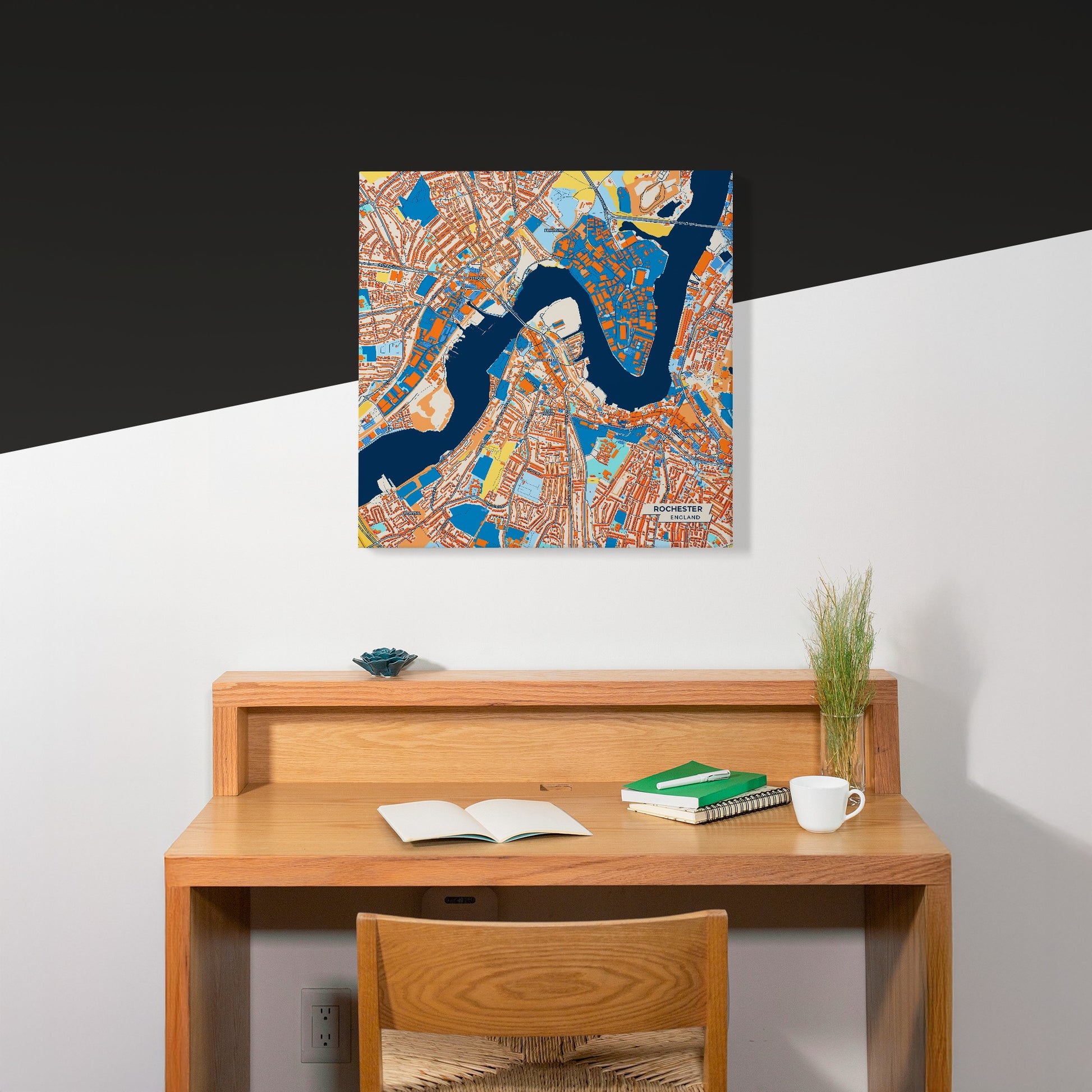 Rochester England Colorful City Map Canvas Print Scene