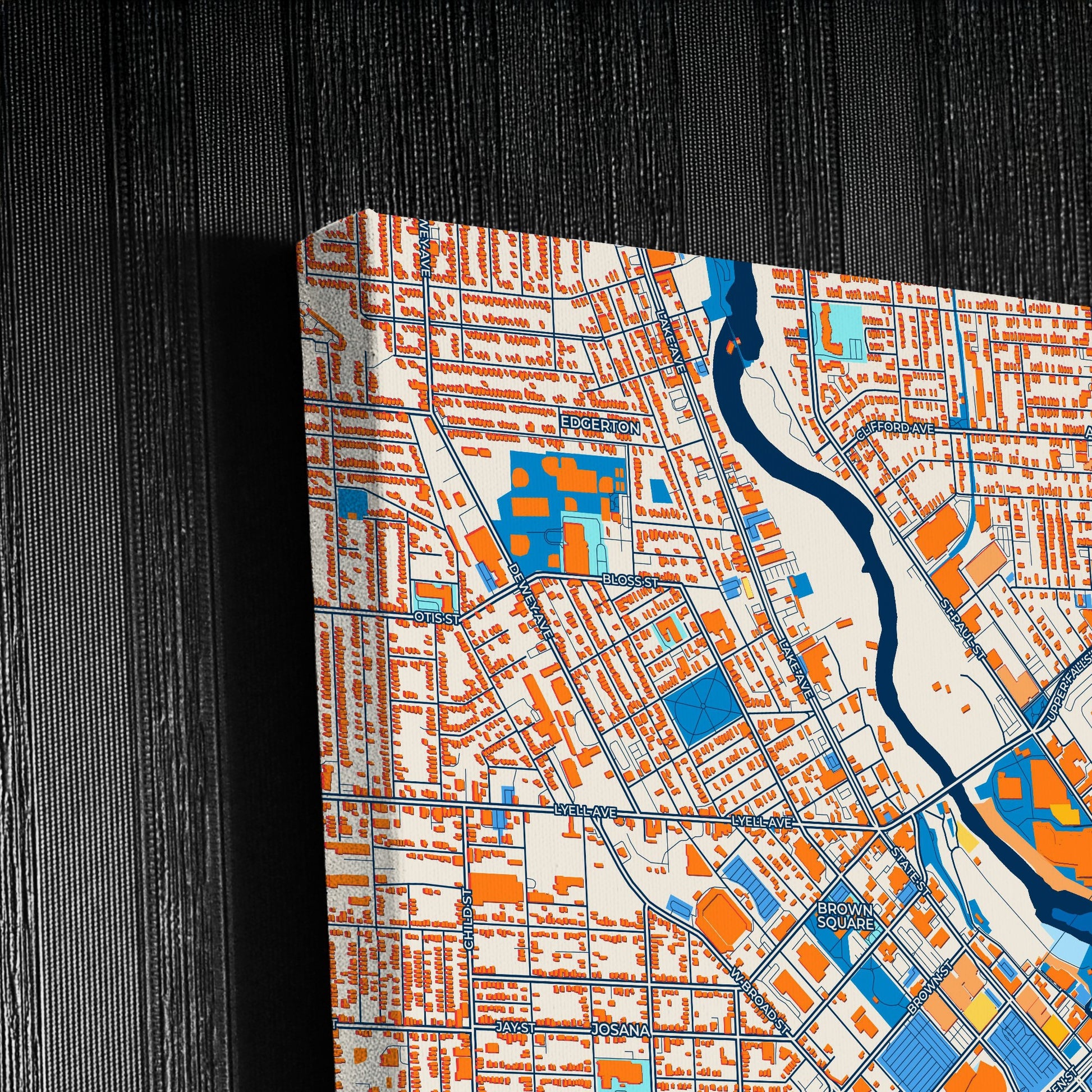 Rochester New York Colorful City Map Canvas Print Detail