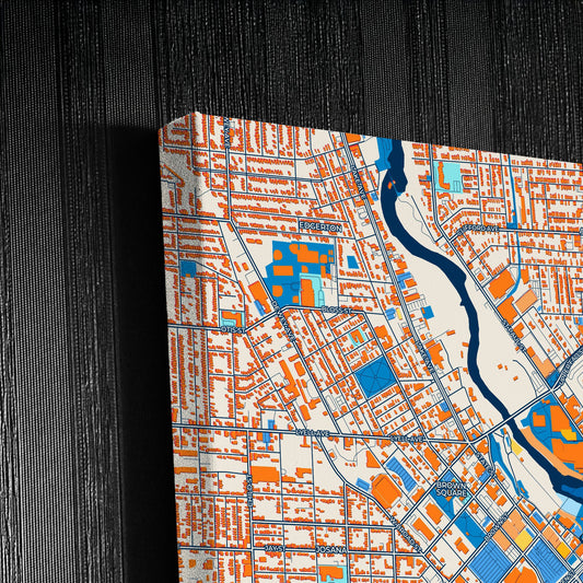 Rochester New York Colorful City Map Canvas Print Detail