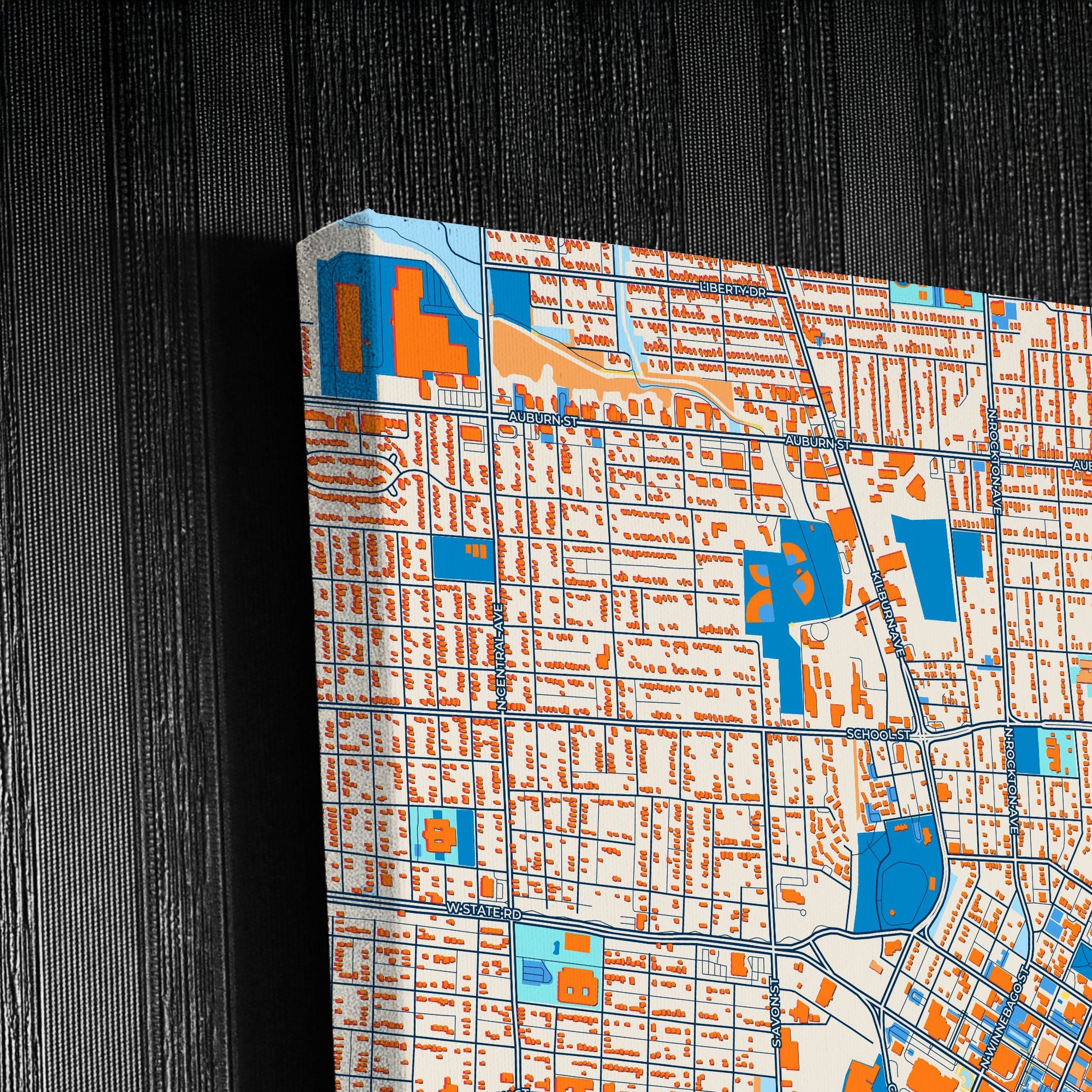 Rockford Illinois Colorful City Map Canvas Print Detail