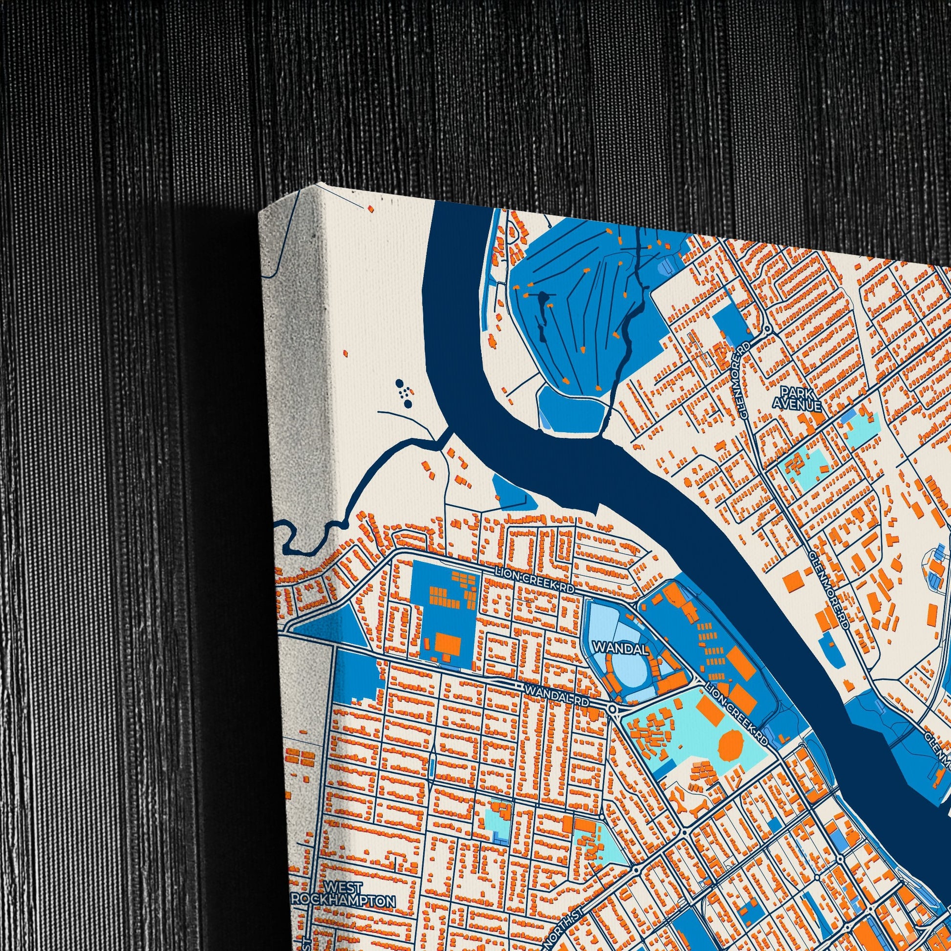 Rockhampton Australia Colorful City Map Canvas Print Detail