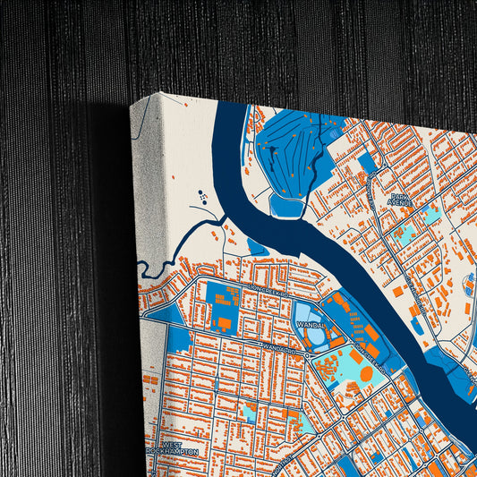 Rockhampton Australia Colorful City Map Canvas Print Detail