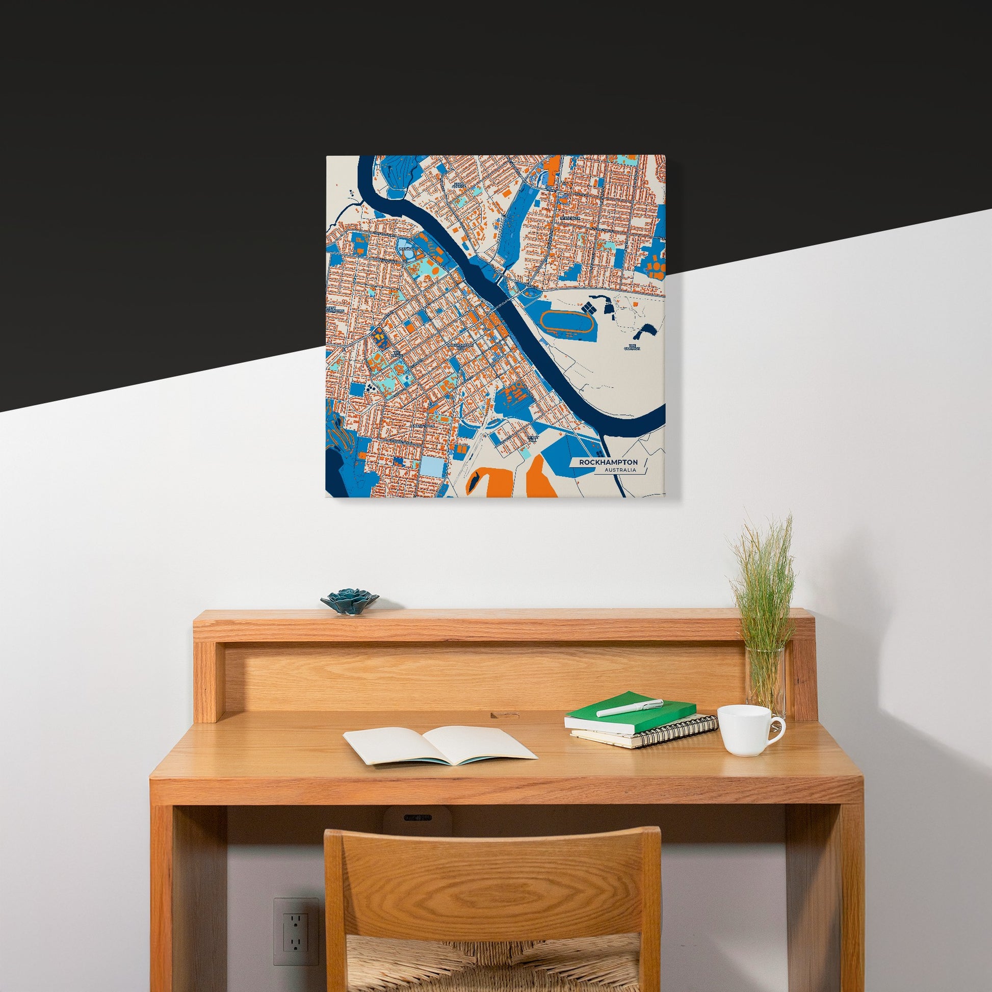 Rockhampton Australia Colorful City Map Canvas Print Scene