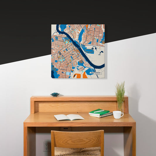 Rockhampton Australia Colorful City Map Canvas Print Scene