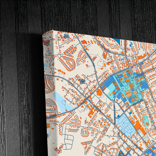 Rock Hill South Carolina Colorful City Map Canvas Print Detail