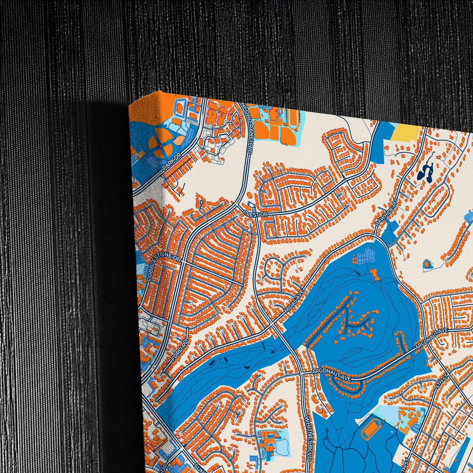 Rocklin California Colorful City Map Canvas Print Detail