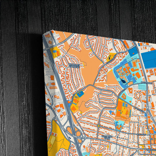 Rockville Maryland Colorful City Map Canvas Print Detail