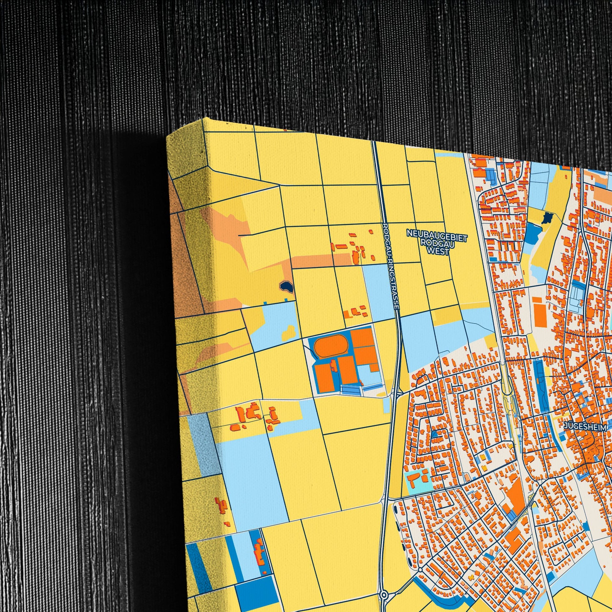Rodgau Germany Colorful City Map Canvas Print Detail