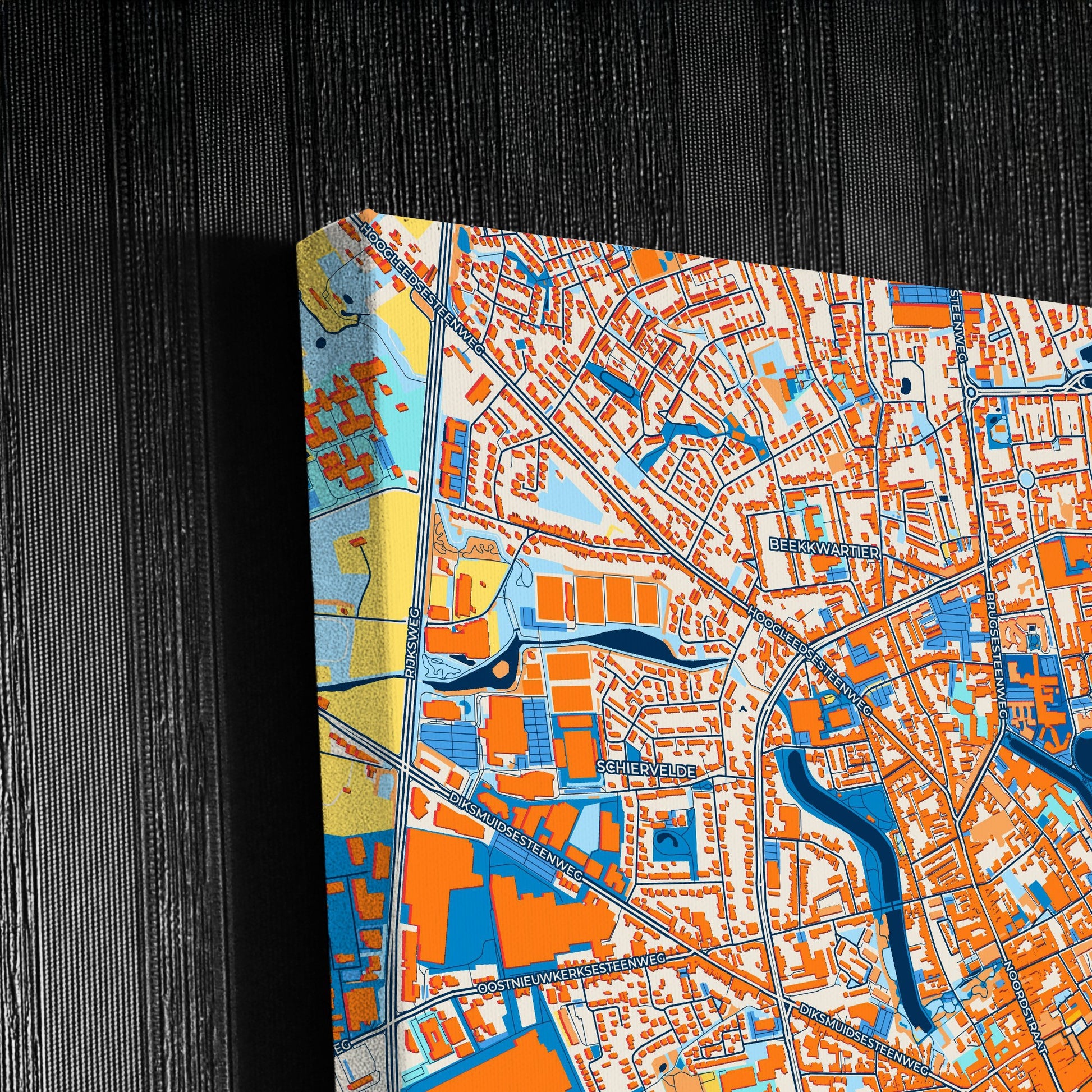 Roeselare  Belgium Colorful City Map Canvas Print Detail