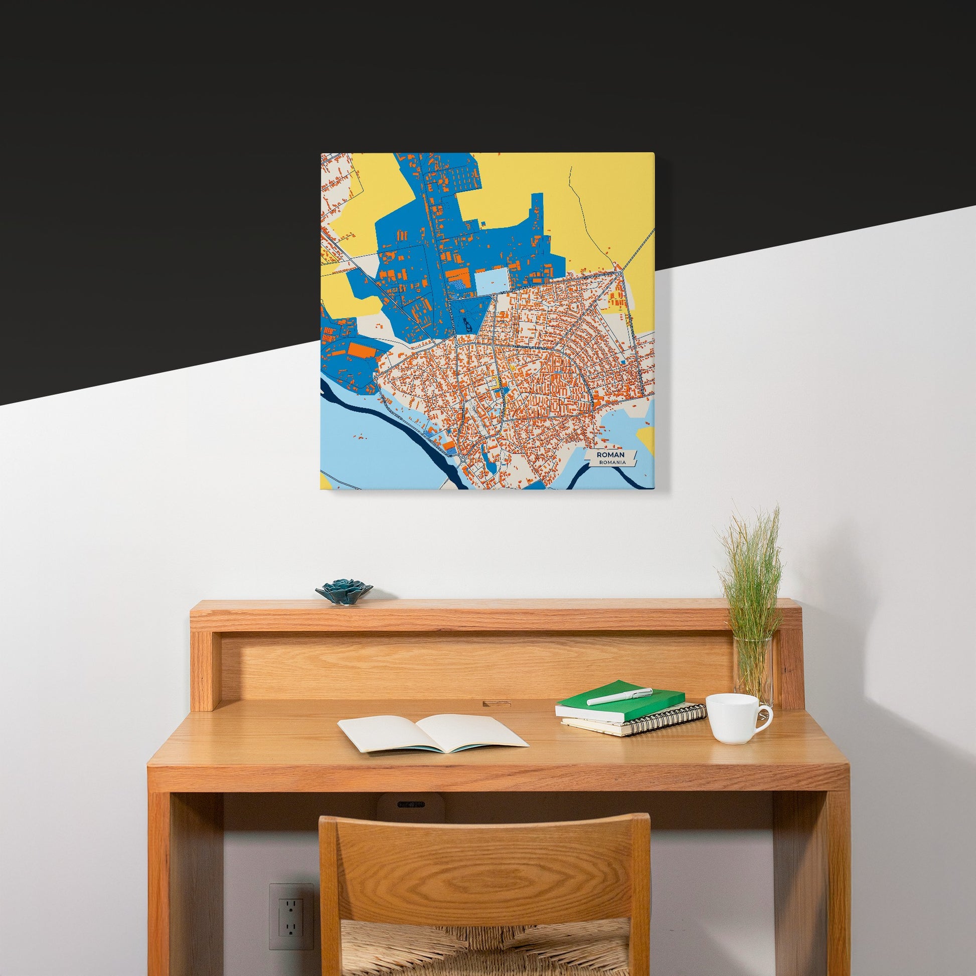 Roman Romania Colorful City Map Canvas Print Scene